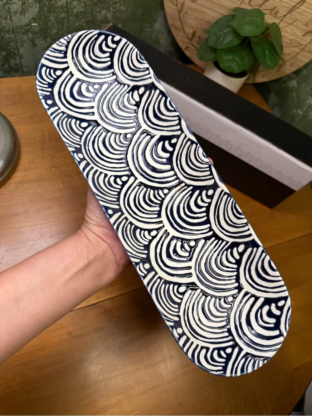 New Short Stories Navy & White Ceramic Tray